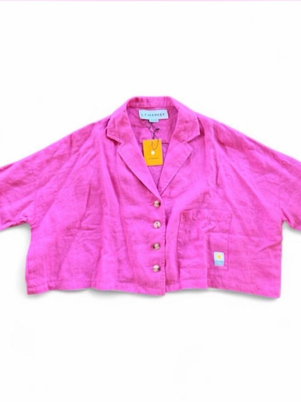 L.F. Markey Maxim Linen Shirt in Fuchsia